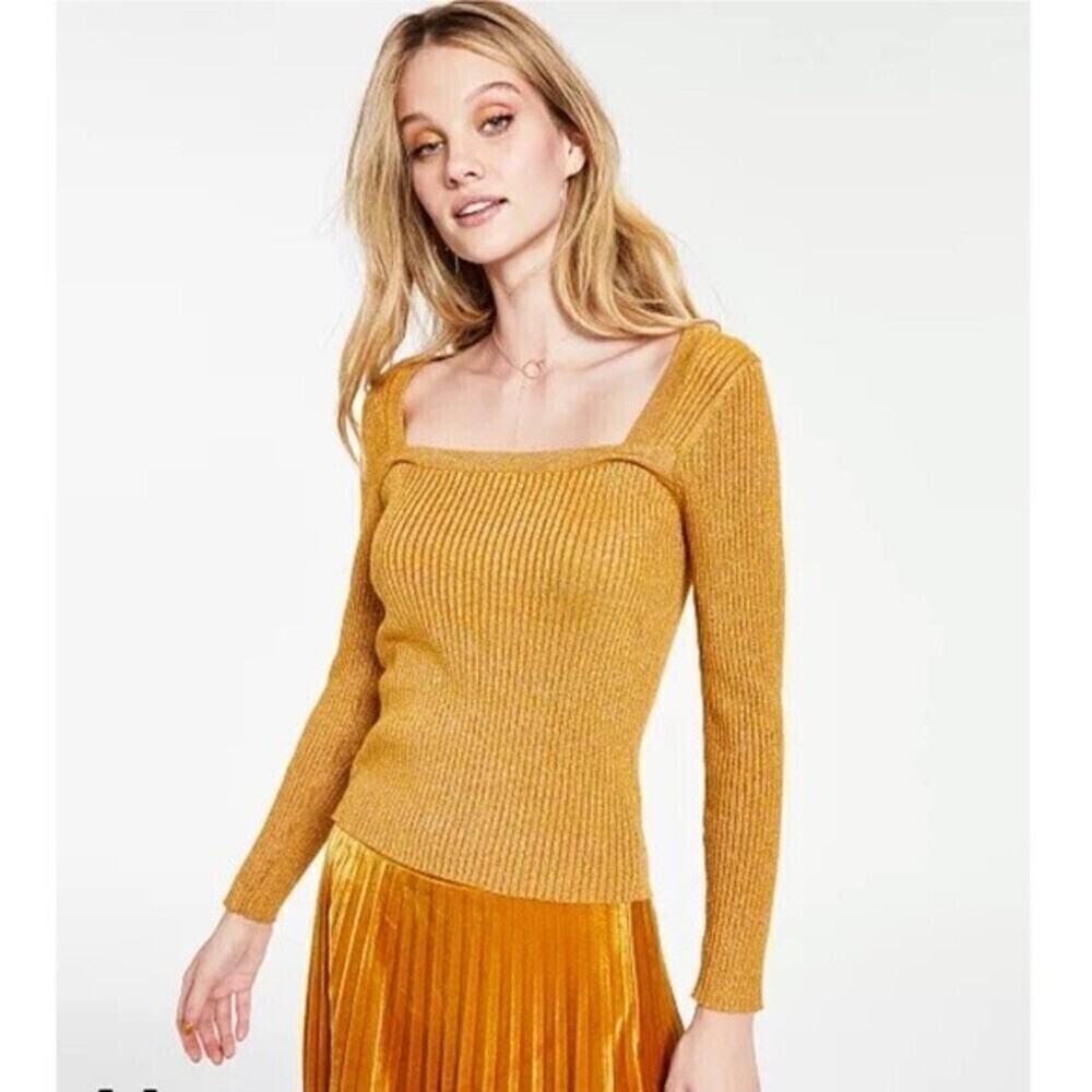 Lucy Paris Metallic-Threaded Ribbed Sweater, pullover, top, shirt New, XL